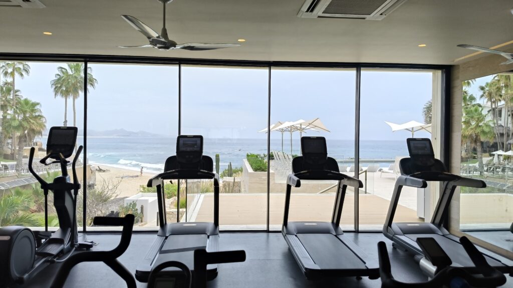 Ocean-view fitness center at Querencia Beach Club